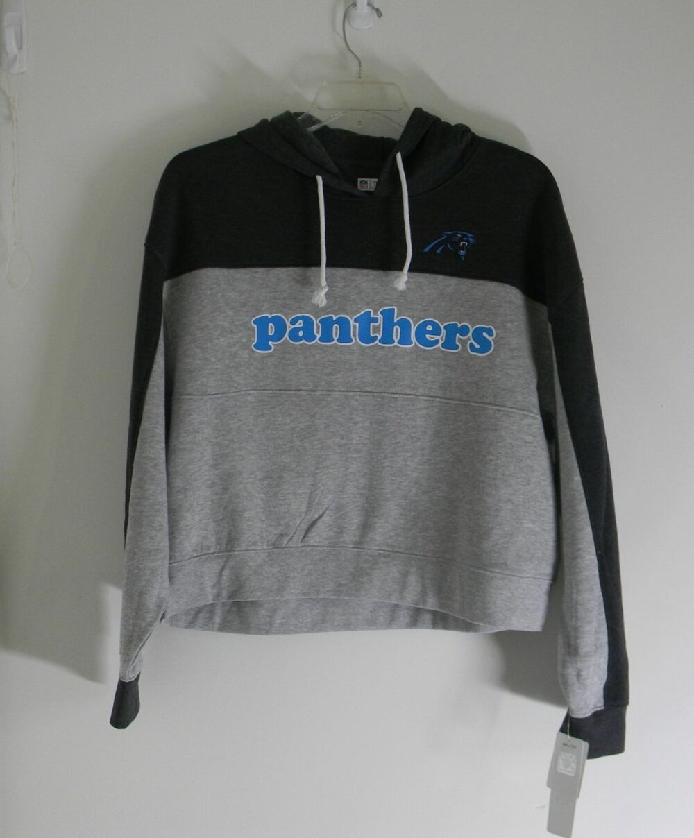 NFL Team Apparel Panthers Hoodie Carolina Charcoal Gray Womens L NWT
